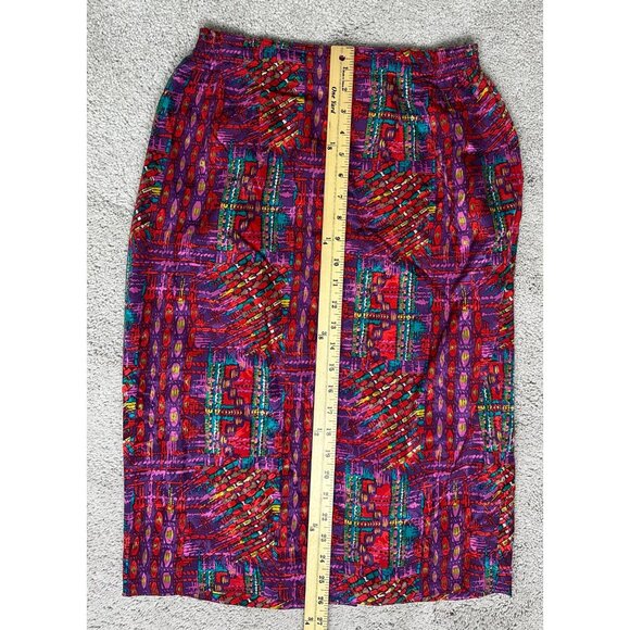 Anne Crimmins For Umi Collections Vtg Silk Multicolor Abstract Print Skirt 10 - Picture 4 of 11